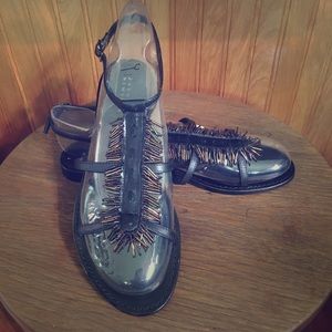 Barney’s New York Beaded Fringe Sandals